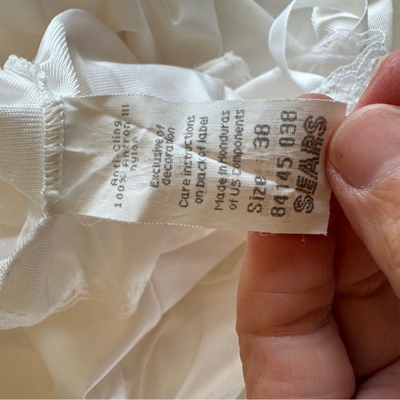 Vintage Sears White Chemise Slip Intimates Sleepwear Dress / size 38 / large Xlg - Picture 10 of 11